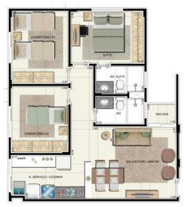 Layout jardim de flores quartos